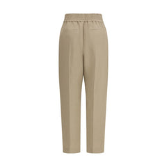 Beige Viscose Casual Pants