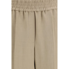 Beige Viscose Casual Pants