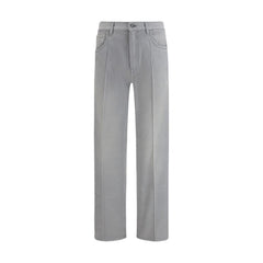 Gray Cotton Straight-Leg Jeans