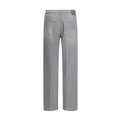 Gray Cotton Straight-Leg Jeans