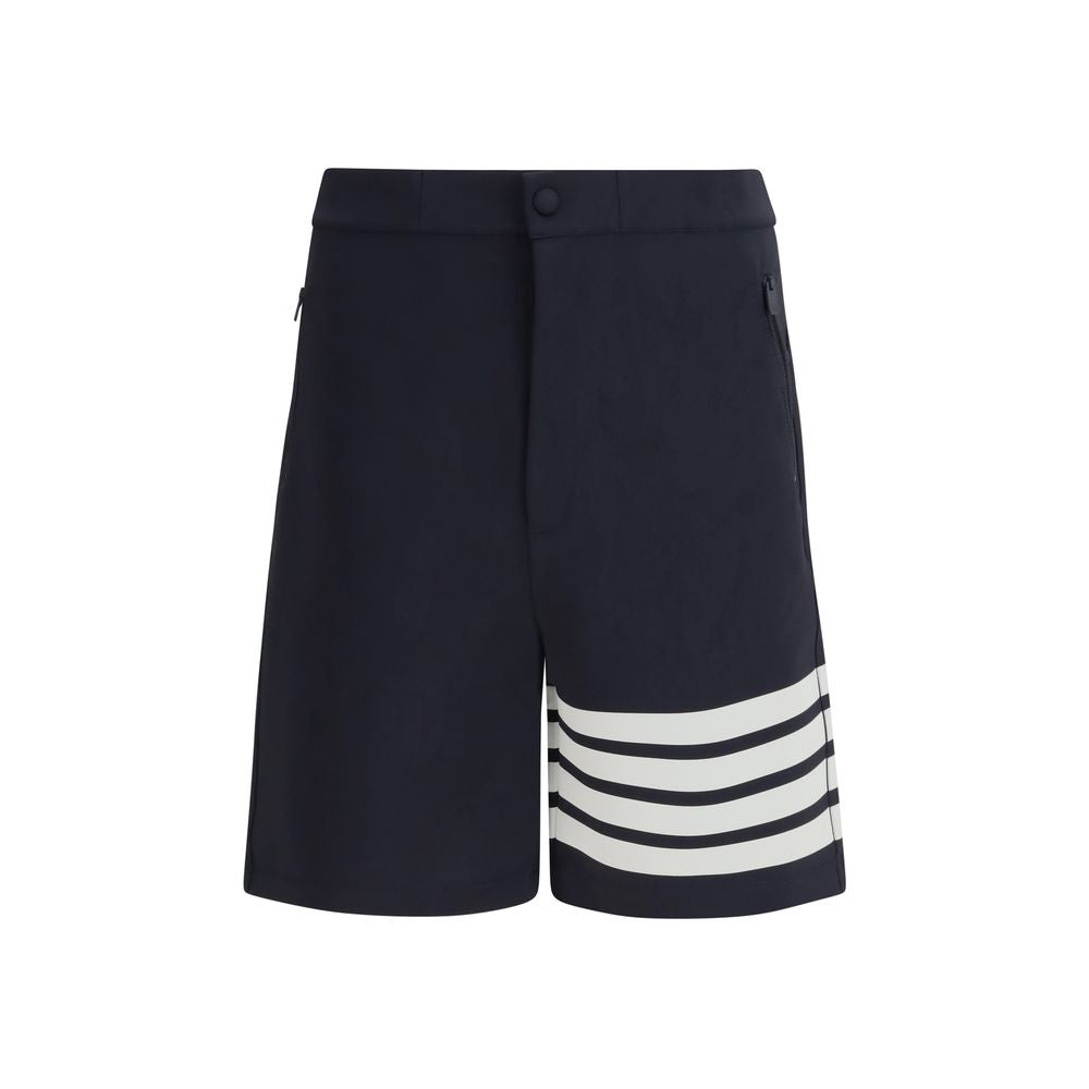 Blue Viscose Bermuda Shorts