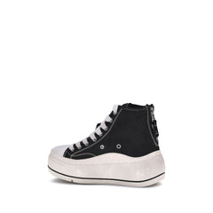 Black Cotton High Top Sneakers