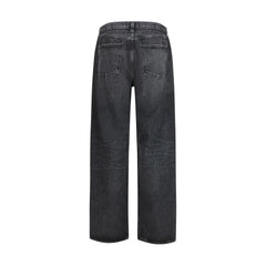 Black Cotton Straight-Leg Jeans