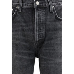 Black Cotton Straight-Leg Jeans