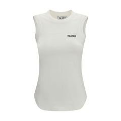 White Cotton Sleeveles T-Shirt