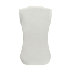 White Cotton Sleeveles T-Shirt
