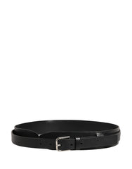 Men Black Classic Leather Metal Buckle Belt