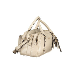 Beige Polyurethane Women's Handbag