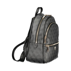 Black Polyurethane Women Backpack