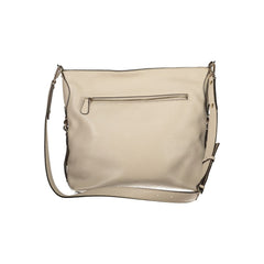 Beige Polyurethane Women's Handbag
