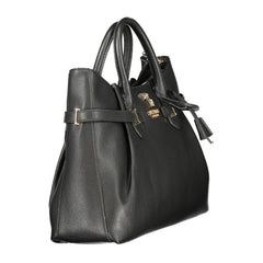 Black Polyurethane Women Handbag