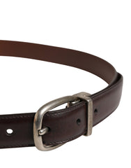 Men Brown Classic Leather Metal Buckle Belt