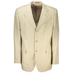 Beige Polyester Mens Suit Jacket