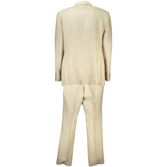 Beige Polyester Mens Suit Jacket