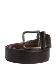 Men Brown Classic Leather Metal Buckle Belt