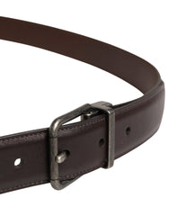 Men Brown Classic Leather Metal Buckle Belt