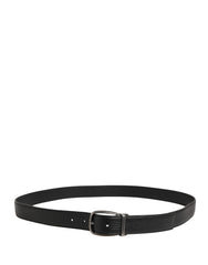 Men Black Classic Leather Metal Buckle Belt