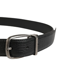 Men Black Classic Leather Metal Buckle Belt