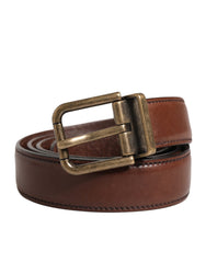 Men Brown Classic Leather Metal Buckle Belt