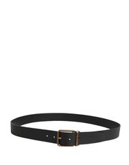 Men Black Classic Leather Metal Buckle Belt