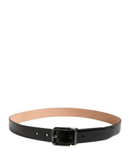 Men Black Classic Leather Metal Buckle Belt
