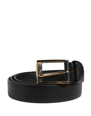 Men Black Classic Leather Metal Buckle Belt