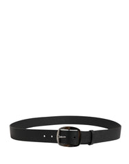 Men Black Classic Leather Metal Buckle Belt