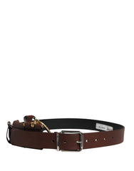 Men Brown Classic Leather Metal Buckle Belt