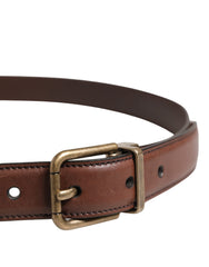 Men Brown Classic Leather Metal Buckle Belt