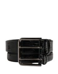 Men Black Exotic Leather Double Strap Belt