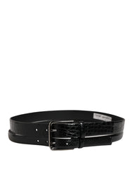 Men Black Exotic Leather Double Strap Belt