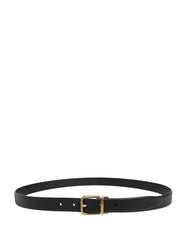 Men Black Classic Leather Metal Buckle Belt