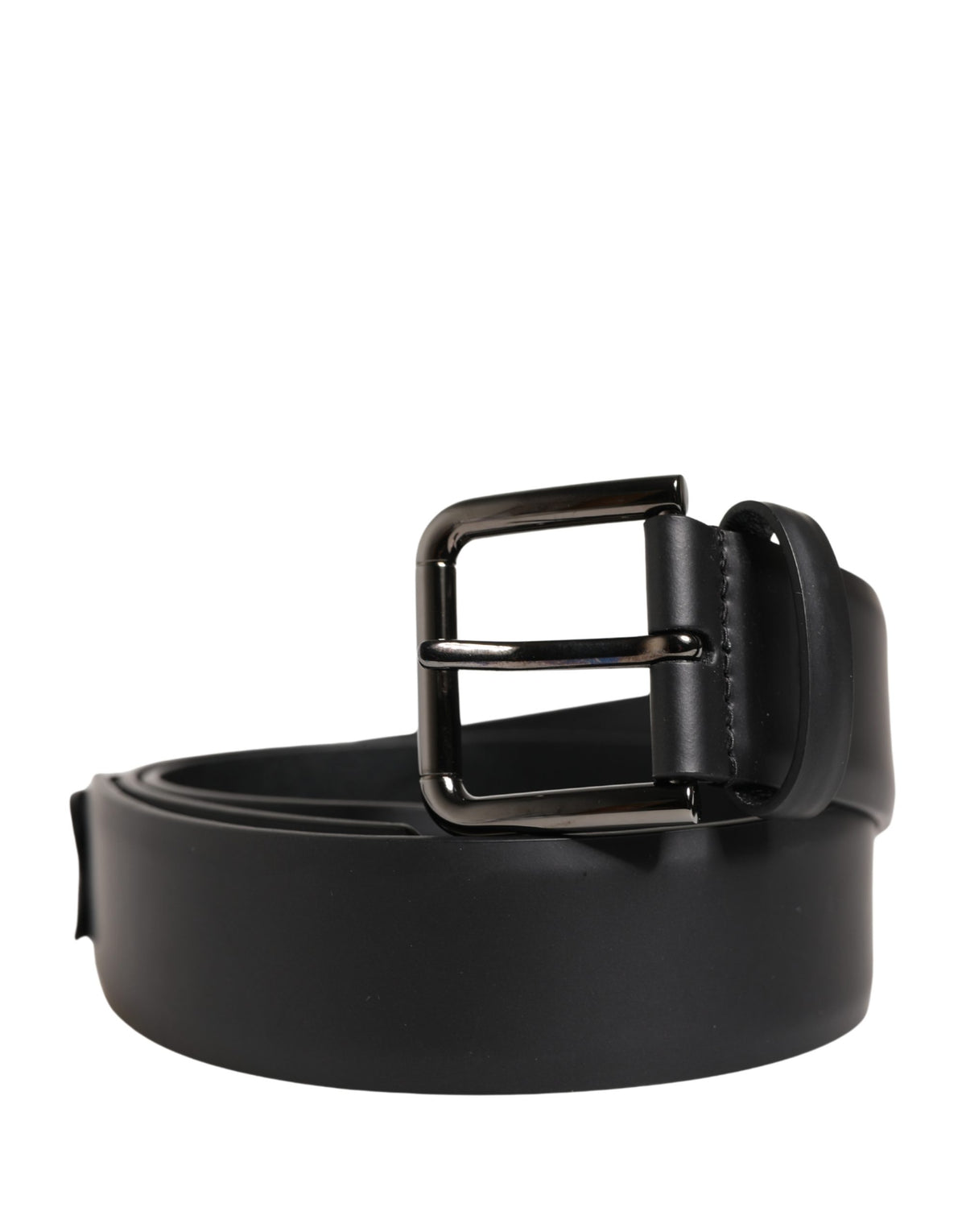 Men Black Classic Leather Metal Buckle Belt