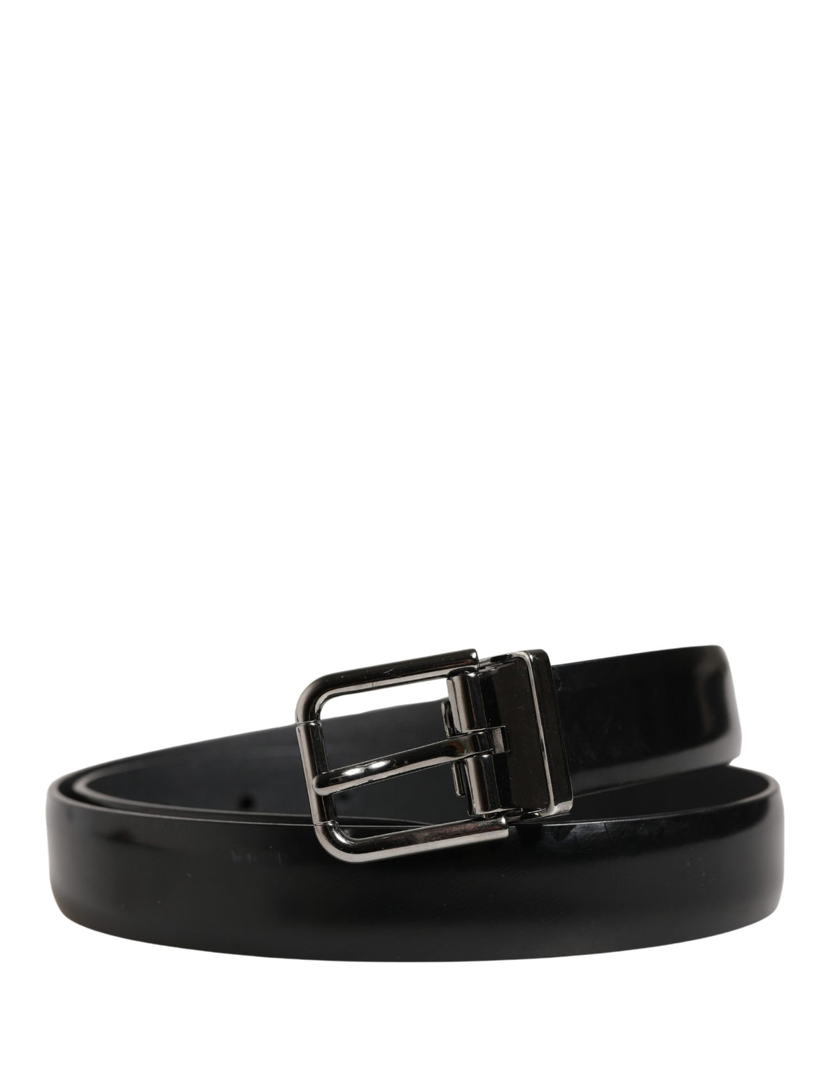 Men Black Leather Classic Metal Buckle Belt