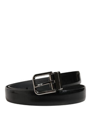 Men Black Leather Classic Metal Buckle Belt