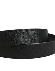 Black Classic Calf Leather Metal Buckle Belt