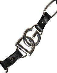 Black Leather Silver Chain Bag Accessory Shoulder Strap