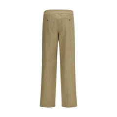 Beige Cotton Casual Pants