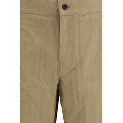 Beige Cotton Casual Pants
