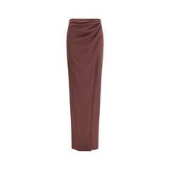Brown Silk Midi Skirt