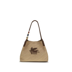 Beige Raffia Shoulder Bag