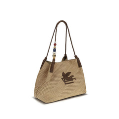 Beige Raffia Shoulder Bag