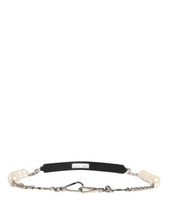 Black Leather Silver Chain Bag Accessory Shoulder Strap