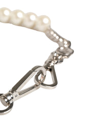 Black Leather Silver Chain Bag Accessory Shoulder Strap