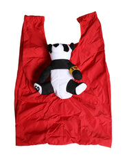 Men Red Polyester Panda Stuffed Ecobag Tote Borse Bag