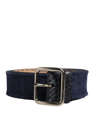Dark Blue Canvas Silver Metal Buckle Belt