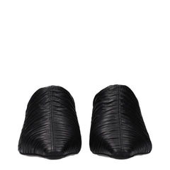 حذاء جلدي أسود بكعب متوسط الكعب