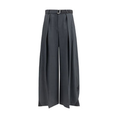 Gray Polyester Casual Pants