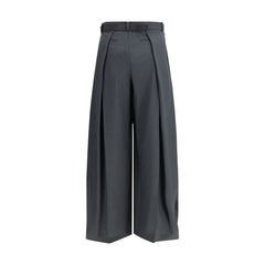 Gray Polyester Casual Pants