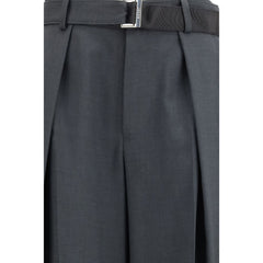 Gray Polyester Casual Pants